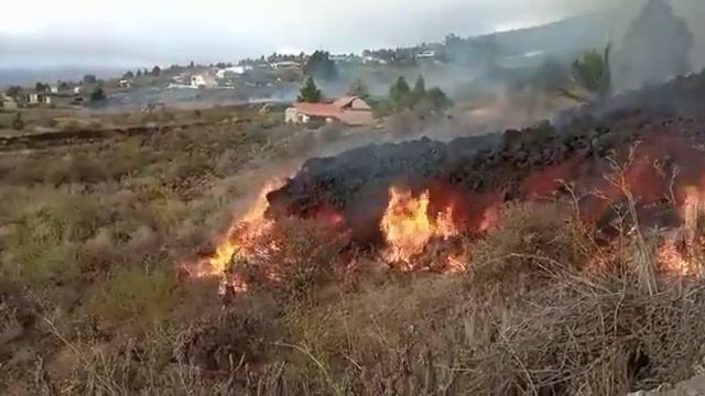 Lava continues to advance at La Palma volcano on Canarys Islands смотреть онлайн