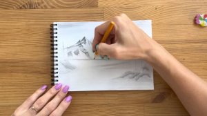 Как нарисовать пейзаж простым карандашом | Рисунок для начинающих поэтапно