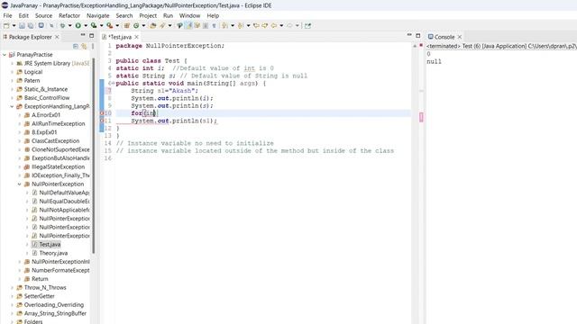 Java Exception Tutorial 6 : Null Pointer Exception смотреть онлайн