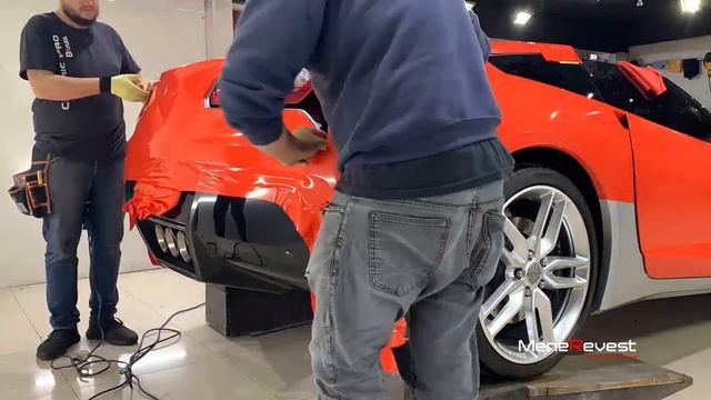 Envelopamento Completo Corvette Stingray Vvivid Vinyl Arancio Argos Red Orange Plotagem смотреть онлайн