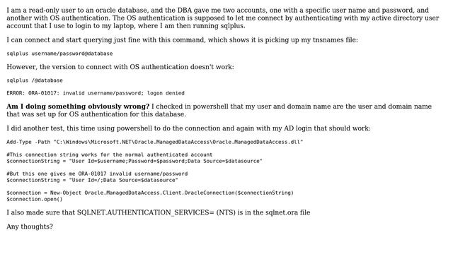 Databases: Trouble connecting to Oracle database with sqlplus and OS authentication смотреть онлайн