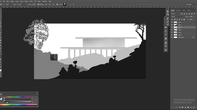 Скетчинг для АрхВиза в Adobe Photoshop. Использование Shapes деревьев. смотреть онлайн