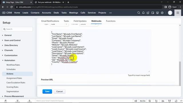 Zoho CRM Webhook Setup and Test смотреть онлайн