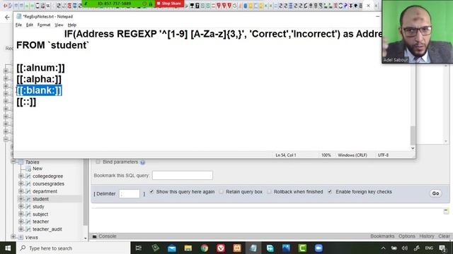 91 Modern Databases Cairo Univ MySQL Regular Expression Special Character RegExp part5 смотреть онлайн
