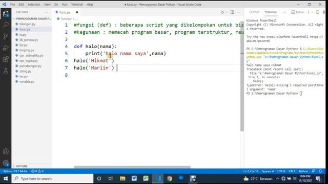 14 - Mengenal FUNGSI (Def) pada Pemrograman Python di Visual Studio Code смотреть онлайн