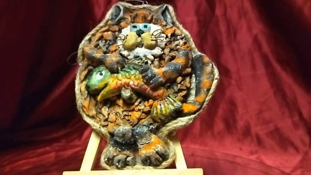 Панно из соленого теста "Кот-рыбак" смотреть онлайн