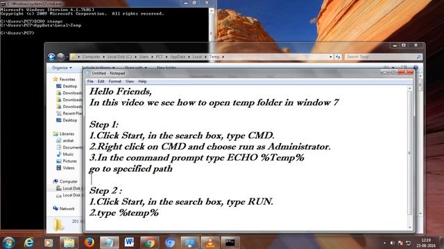 windows 7 How to Open temp folder смотреть онлайн