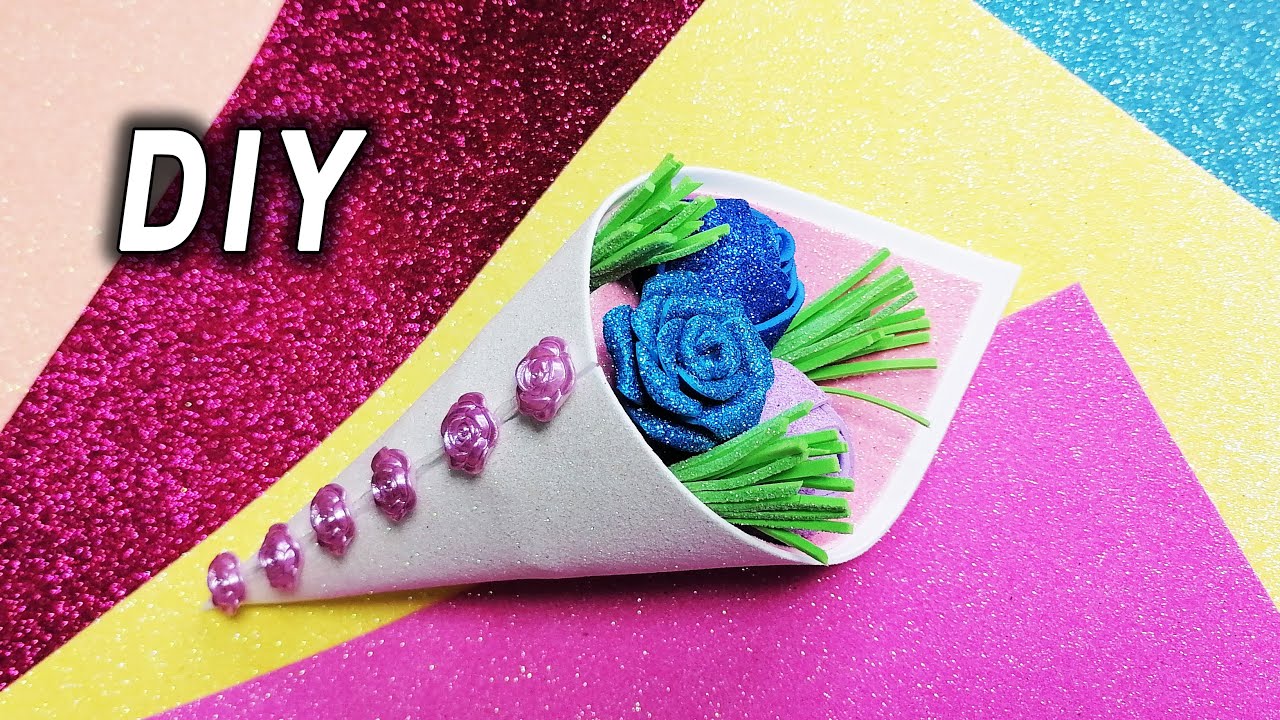 Букет из глиттерного фоамирана Подарок своими руками Поделки Мастер Класс смотреть онлайн