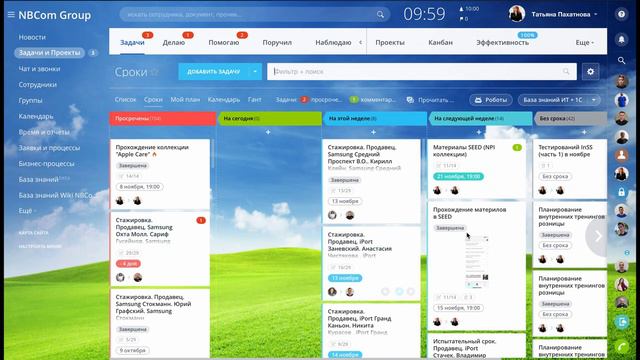 отображение задач