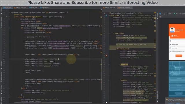 How to get data from Firebase database in Android Studio|| Profile Screen | Complete Tutorial [2021 смотреть онлайн