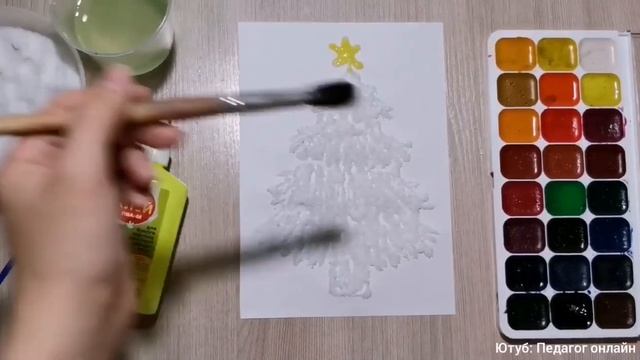 Рисуем новогоднюю елку солью! Рисунок на Новый год. Мастер-класс для детей. Christmas tree drawing смотреть онлайн