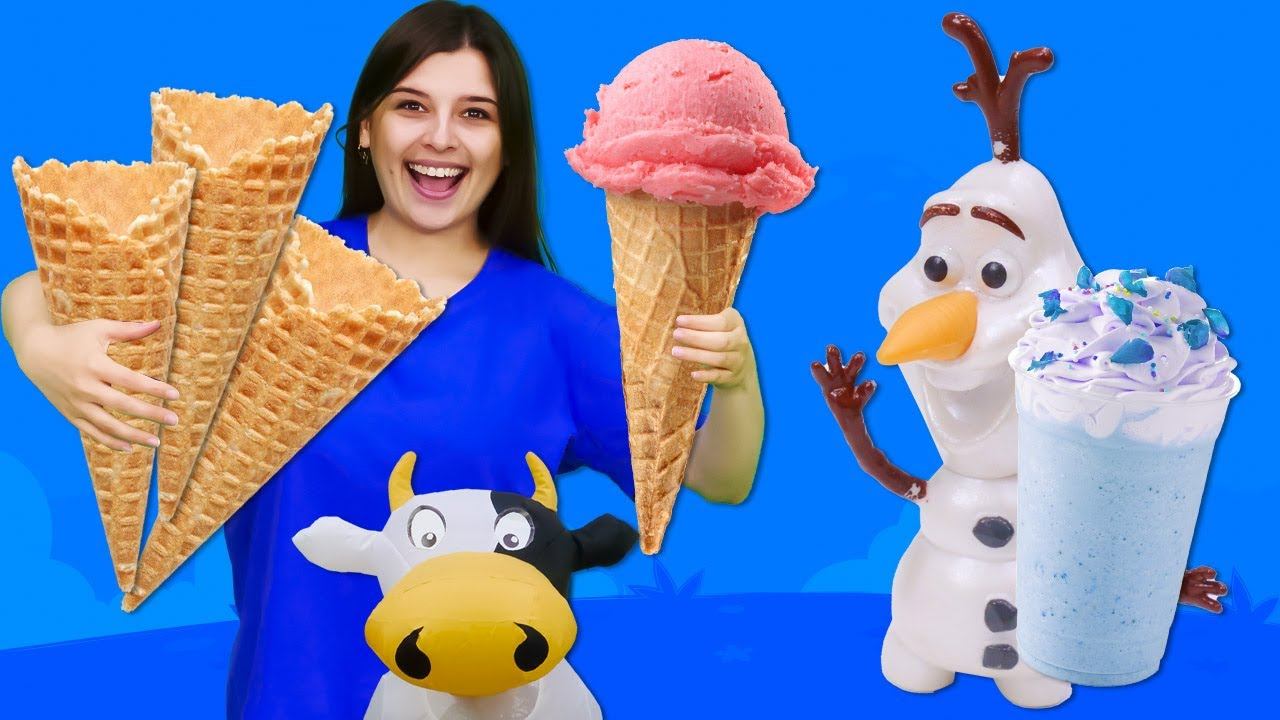 Эльза и Маша Тойклаб готовят для Олафа МОРОЖЕНОЕ! Видео с игрушками для детей! смотреть онлайн
