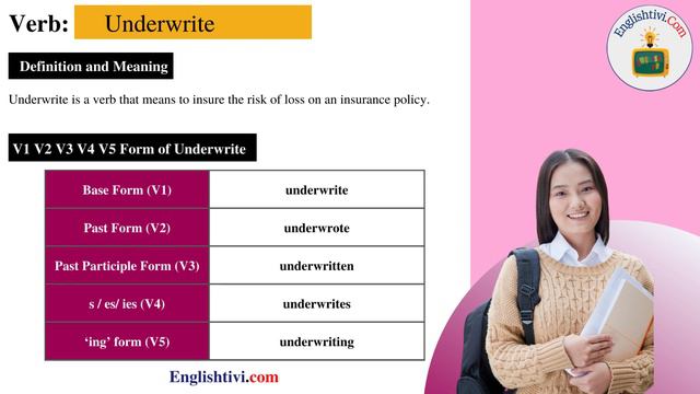 Underwrite V1 V2 V3 V4 V5 Base Form, Past Simple, Past Participle Form Underwrite | Englishtivi.com смотреть онлайн