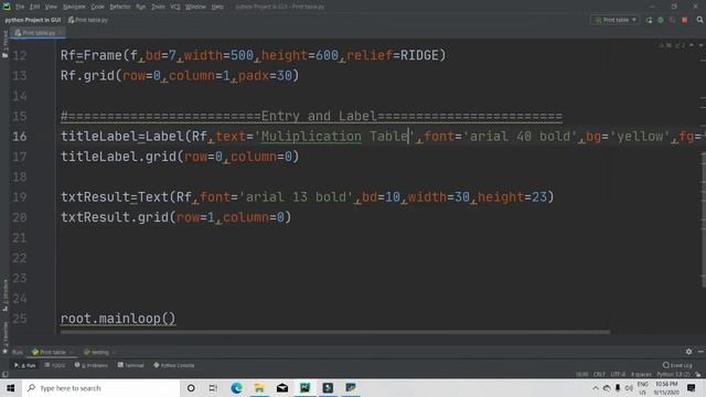 How to Print Table in Python | how to create a Multiplication Times table in Python | PART-2 смотреть онлайн