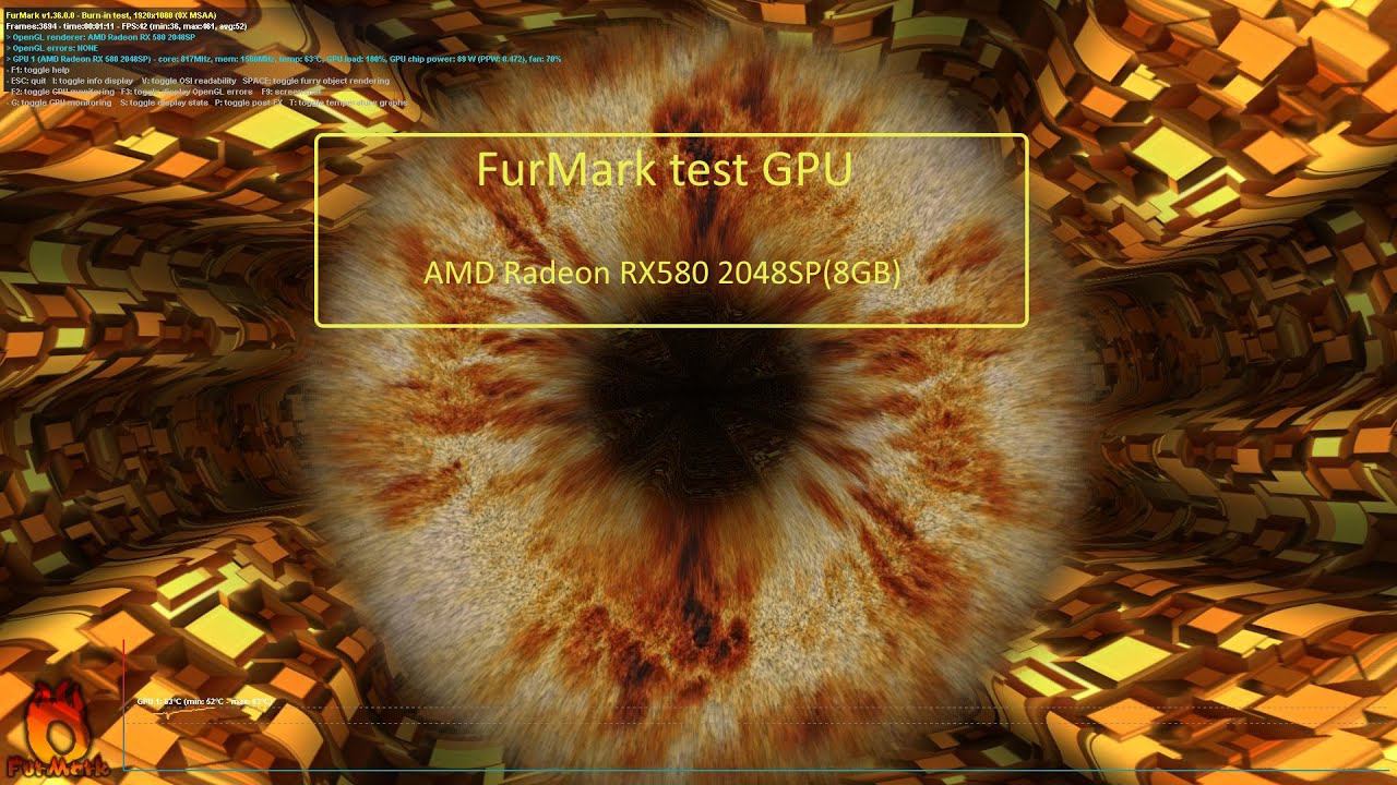 AMD RX580 2048SP 8GB - FurMark test смотреть онлайн