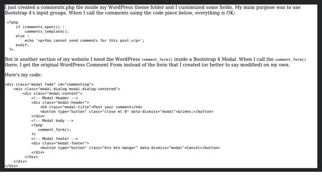 Wordpress: How to call my custom WordPress Comment form without getting the comments? смотреть онлайн