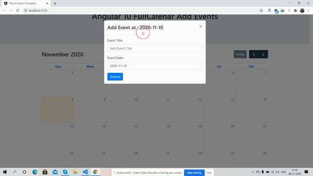 Angular 10 FullCalendar Add Event Part 2 смотреть онлайн