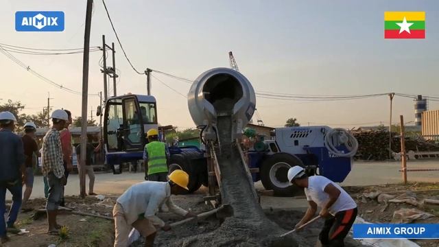 Aimix Автобетоносмеситель с самозагрузкой AS-3.5 работает в Мьянме смотреть онлайн