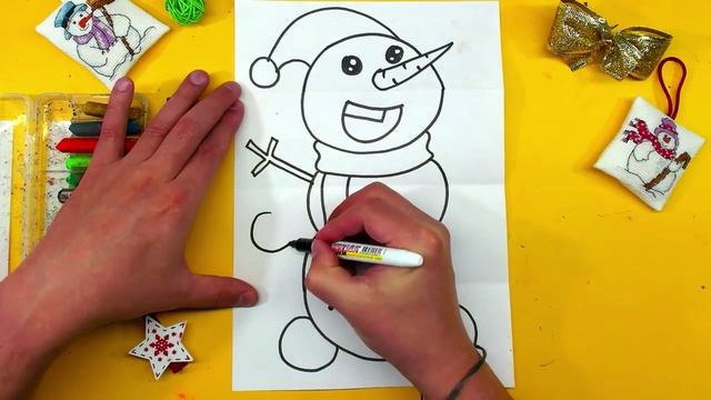 ОТКРЫТКА - ИГРУШКА для детей / Как нарисовать СНЕГОВИКА смотреть онлайн