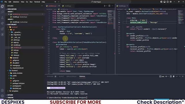 Chat Model Serializer - Chat App using Django Restframework and React| EP 3 | Desphixs™ смотреть онлайн