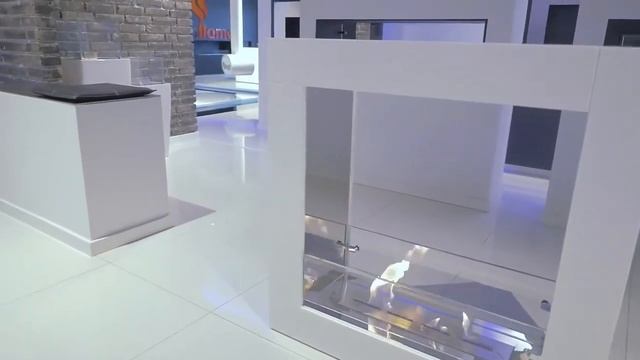Sydney™ - напольный квадратный сквозной двухсторонний белый биокамин смотреть онлайн