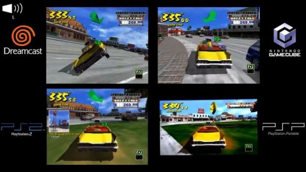 Crazy Taxi (Dreamcast vs Gamecube vs PS2 vs PSP) comparison