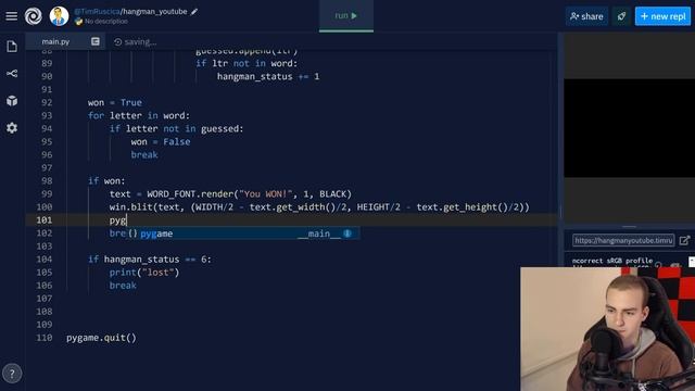 Python Hangman Tutorial #3 - Main Menu, Rendering Text & Finishing Touches смотреть онлайн