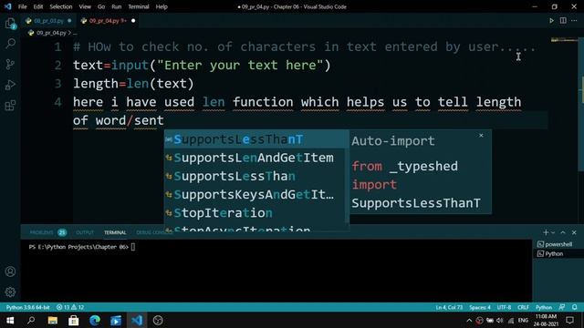 Python program to check no. of characters in word/sentence entered by user || Basics of python || смотреть онлайн