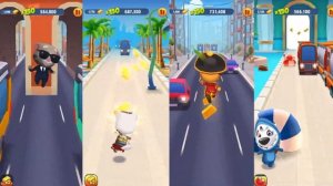 Talking Tom Gold Run Agent Tom vs Valkyrie Angela vs Pirate Ginger vs Shark Hank Chase Boss Gamepla