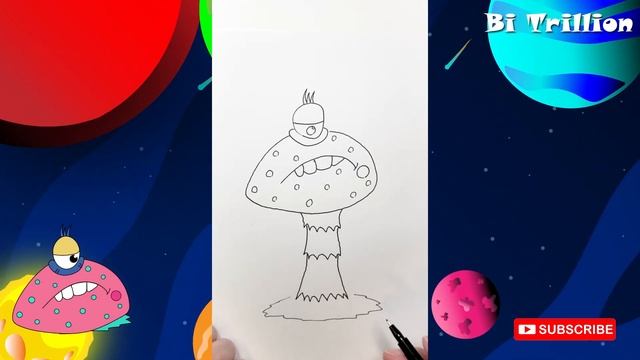 How to Draw a Monster Alien Mushroom ~ Easy Drawing for Kids and Adults by Bi Trillion смотреть онлайн