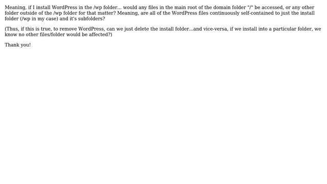 Wordpress: Does WordPress refer to any files outside of the main install folder (and database)? смотреть онлайн