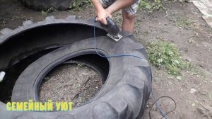 Как сделать песочницу из тракторной шины