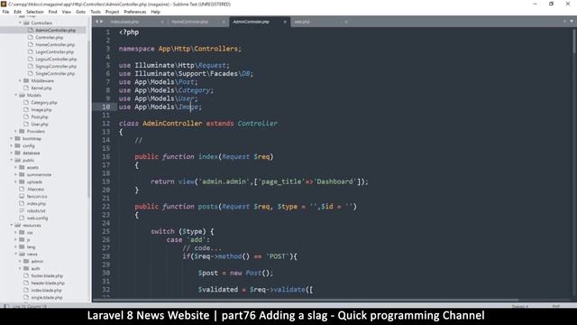 #76 Laravel 8 News Website | Adding a slag | Quick programming tutorial смотреть онлайн
