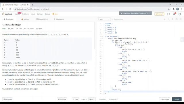 LeetCode Roman to Integer Solution - Java смотреть онлайн