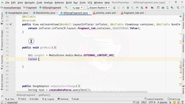 How to create Music Player App in Android with Java | Music Player App| Fetching Views Part 6 смотреть онлайн