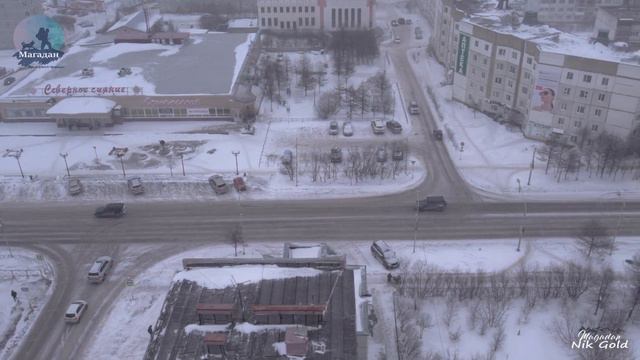 Прогулки по Магадану. Вид с высоты птичьего полёта. Снежный день. Апрель 2022года смотреть онлайн