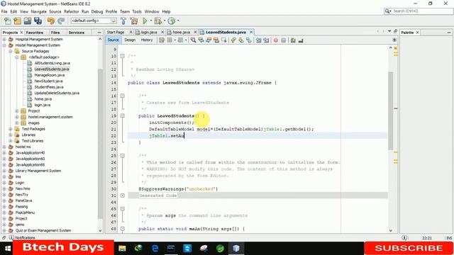 8. Hostel Management System in java - Leaved Students Page (JFrame, Mysql Database, Netbeans IDE) смотреть онлайн