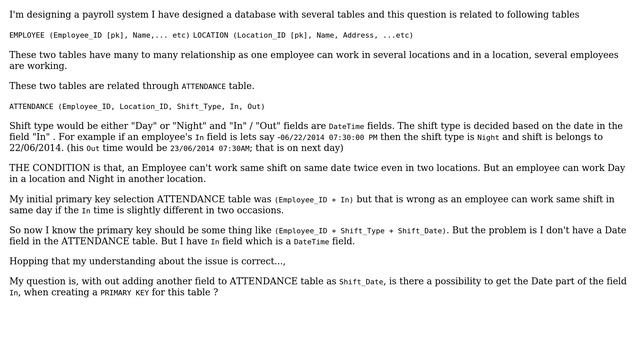 Software Engineering: When deciding a Primary Key, can I use Date part of a DateTime field смотреть онлайн