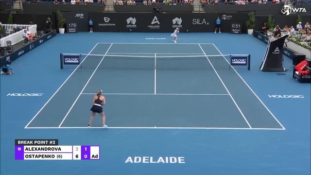 Ekaterina Alexandrova Vs. Jelena Ostapenko | 2024 Adelaide Semifinal | WTA Match Highlights
