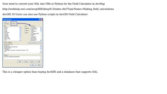 GIS: ExecutING SQL script in ArcGIS field calculator? (5 Solutions!!) смотреть онлайн