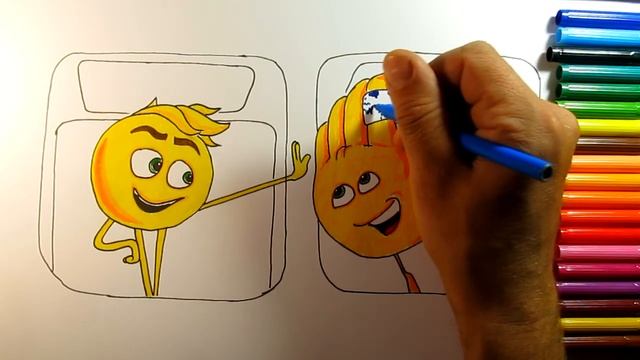 How to draw EMOJI Gene & Hi 5 Emoji Movie Coloring Pages смотреть онлайн