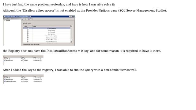 Databases: Help with SQL Server Error "ad Hoc access to OLE DB Provider 'Microsoft.ACE.OLEDB.12.0'" смотреть онлайн