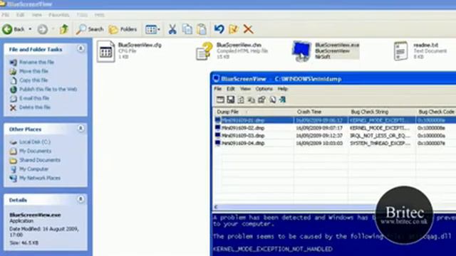 ▶ BlueScreenView View Blue Screen of Death Minidump STOP Error information by Britec YouTube смотреть онлайн