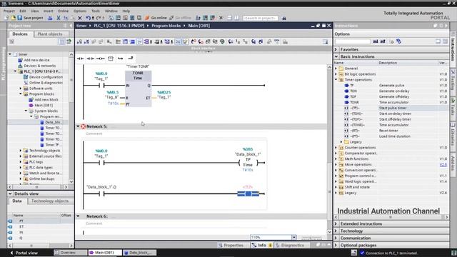 TIA Portal #10: How to Use Timer TONR (Time Accumulator), Reset Timer & Load Time Duration (Part2) смотреть онлайн