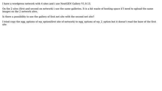 Wordpress: NextGEN Gallery: Use the same galleries on 2 or more sites on WP network (multisite)? смотреть онлайн