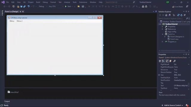 C# Beginner Tutorial: Menu Strip - basics! смотреть онлайн