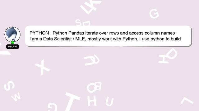PYTHON : Python Pandas iterate over rows and access column names смотреть онлайн