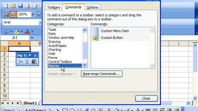Excel 2003 Tutorial Adding Macro Buttons to Toolbars Microsoft Training Lesson 34.4 смотреть онлайн