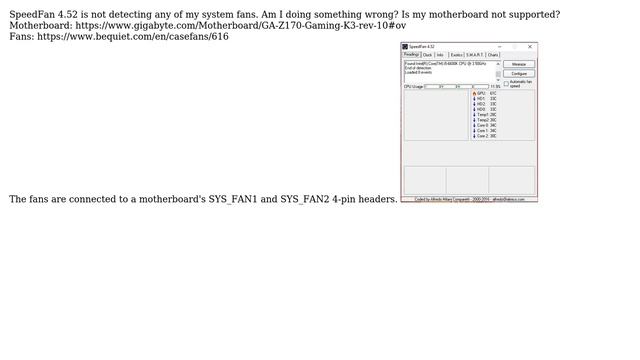SpeedFan Not Detecting Fans