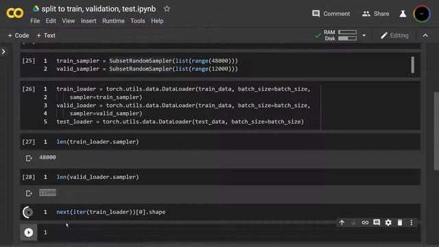 split dataset to train, valid and test set in PyTorch смотреть онлайн